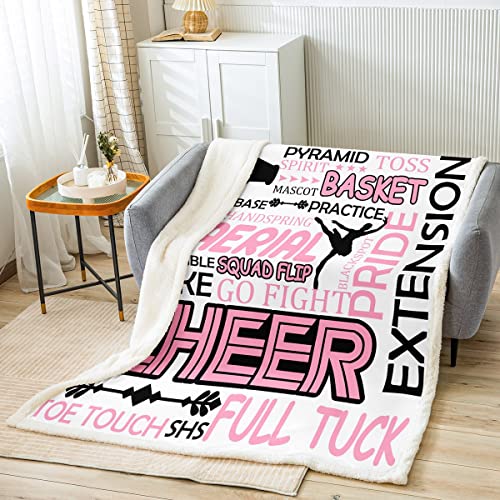 Loussiesd Cheerleading Mädchen Kuscheldecke Gymnastiks Tanzen Liebende Decke 100x130cm für Mädchen Cheerleader Wohndecke Cheerleading Flanell Fleecedecke Gymnastik Sports für Sofa von Loussiesd