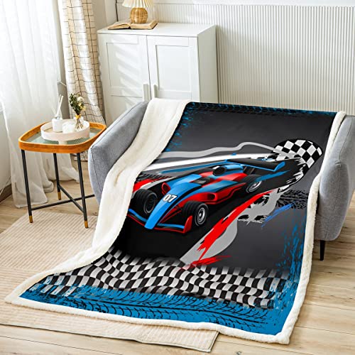 Loussiesd Cooles Rennauto Kuscheldecke Rennsport Decke 130x150cm für Kinder Jungen Mädchen Extremsport Wohndecke Auto Sport Wettkampf Flanell Fleecedecke von Loussiesd