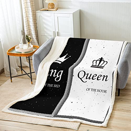Loussiesd Crown Muster Decke 150x200cm König und Königin Drucken Wohndecke für Kinder Jugendliche Modern Kuscheldecke Abstract Art Schwarz Weiß Flanell Fleecedecke Zimmer Dekor für Couch/für Sofa Loussiesd Crown Muster Decke 150x200cm König und Königin Drucken Wohndecke für Kinder Jugendliche Modern Kuscheldecke Abstract Art Schwarz Weiß Flanell Fleecedecke Zimmer Dekor für Couch/für Sofa von Loussiesd