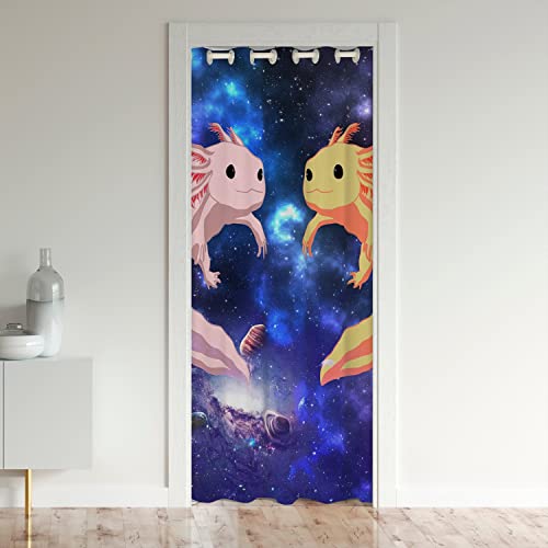 Loussiesd Cute Axolotl Verdunkelung Verdunkelungsvorhang Galaxie Axolotl Türvorhang 86x203cm Tür Privatsphäre Universe Weltraum Coastal Axolotl Schrank Vorhang für Innentür Raumteiler Türvorhang von Loussiesd