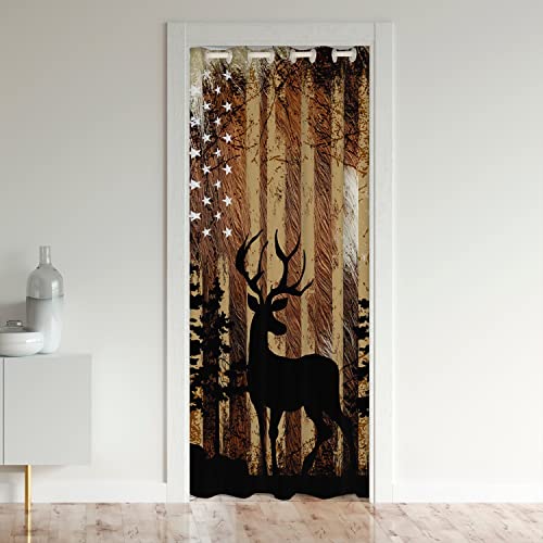 Loussiesd Cute Hirsch Türvorhang 86x203cm für Tür Privatsphäre Hirsch Jagd Schrank Vorhang für Innentür Raumteiler für Schlafzimmer Wohnzimmer Antlers 30%-50% Zimmer Verdunkelung Schwarzout Vorhang von Loussiesd