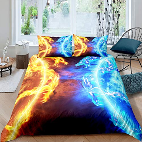 Loussiesd EIS Feuer Drache Bettbezug Set Für Jungen Teenager Kinder Orientalische Bestie Gedruckt Bettwäsche Set 135X200cm Ost Betten Set Glückverheißende Tiere Märchen Thema Raumdekoration 2St Loussiesd EIS Feuer Drache Bettbezug Set Für Jungen Teenager Kinder Orientalische Bestie Gedruckt Bettwäsche Set 135X200cm Ost Betten Set Glückverheißende Tiere Märchen Thema Raumdekoration 2St von Loussiesd