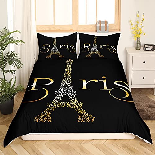 Loussiesd Eiffelturm Bettwäsche Set 135x200cm Romantisches Paris Theme Betten Set für Kinder Mädchen Erwachsene Stadtbild Bettbezug Set Französisches Raumdekor 2St. Bettwäsche Schwarz Golden Loussiesd Eiffelturm Bettwäsche Set 135x200cm Romantisches Paris Theme Betten Set für Kinder Mädchen Erwachsene Stadtbild Bettbezug Set Französisches Raumdekor 2St. Bettwäsche Schwarz Golden von Loussiesd