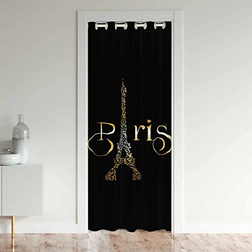 Loussiesd Eiffelturm Türvorhang 86x203cm für Tür Privatsphäre Paris Schrank Vorhang für Innentür Raumteiler für Wohnzimmer Valentines Zimmer Verdunkelung Schwarzout Isoliert Thermisch Vorhang von Loussiesd