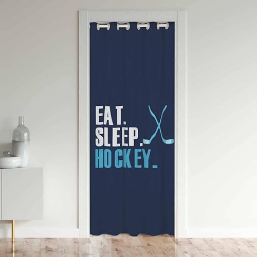 Loussiesd Eishockey Türvorhang 86x203cm Hockey Sports Schrank Türvorhang 30%-50% Schwarzout Raumverdunkelung Thermisch Isolierte Vorhängs für Türen Fenster Vorhänge Fensterbehandlungen von Loussiesd