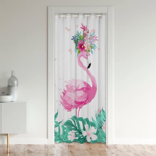 Loussiesd Flamingo Türvorhang 150x203cm für Tür Privatsphäre Tropical Flamingo Schrank Vorhang für Innentür Raumteiler Tier Raum Verdunkelung Isolierter Wärmevorhang von Loussiesd