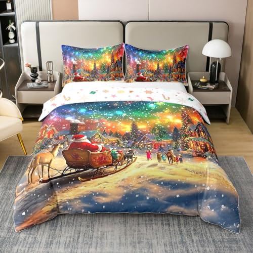Loussiesd Frohe Weihnachten 100% Baumwolle Bettwäsche Set 220x240cm Weihnachtsmann Bettbezug Set Weihnachtsthema-Geschenk Nette Hirsch Galaxy Betten Set Bunte Schneeflocke Bettwäsche-Set Loussiesd Frohe Weihnachten 100% Baumwolle Bettwäsche Set 220x240cm Weihnachtsmann Bettbezug Set Weihnachtsthema-Geschenk Nette Hirsch Galaxy Betten Set Bunte Schneeflocke Bettwäsche-Set von Loussiesd