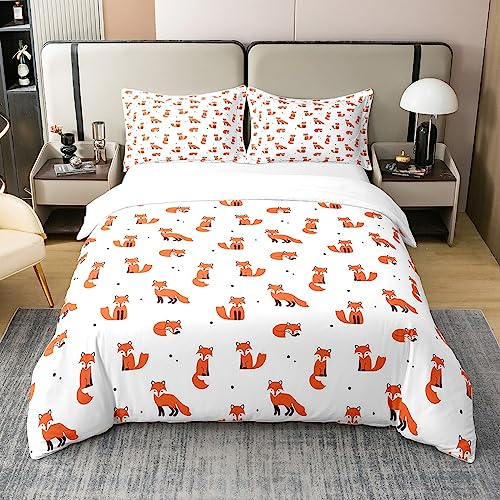 Loussiesd Fuchs 100% Baumwolle Bettwäsche Set,Weich Niedlich Cartoon Fuchs Square,Tier Woodland Fuchs Braun Natural Bettbezug Set 135x200cm Loussiesd Fuchs 100% Baumwolle Bettwäsche Set,Weich Niedlich Cartoon Fuchs Square,Tier Woodland Fuchs Braun Natural Bettbezug Set 135x200cm von Loussiesd