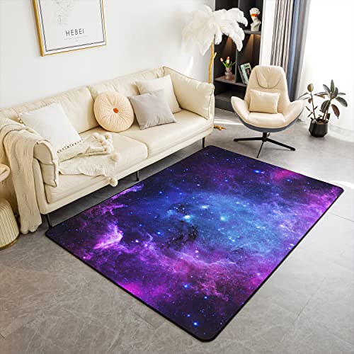 Loussiesd Galaxy Area Teppich Fußmatten lila blau Universum Sternenhimmel Teppich Set Ultra weich Weltraum Akzent Teppich Küche Büro Dekor 100 x 150 cm von Loussiesd