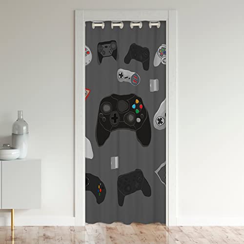 Loussiesd Gamepad Türvorhang 132x203cm für Tür Privatsphäre Gaming Schrank Innentür Raumteiler Türvorhang Blickdicht Spiel Sports Grau Modern Spiel Konsolen Controller Raumteiler Vorhänge von Loussiesd