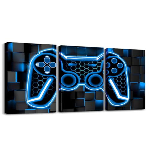 Loussiesd Gamer 3er Poster Set Gaming Badezimmer Leinwandbilder für Home Dekor für Beleuchtung Honeycomb Game Controller Büro Wandbilder Blau und Schwarz Geometrische Deko Bilder Loussiesd Gamer 3er Poster Set Gaming Badezimmer Leinwandbilder für Home Dekor für Beleuchtung Honeycomb Game Controller Büro Wandbilder Blau und Schwarz Geometrische Deko Bilder von Loussiesd