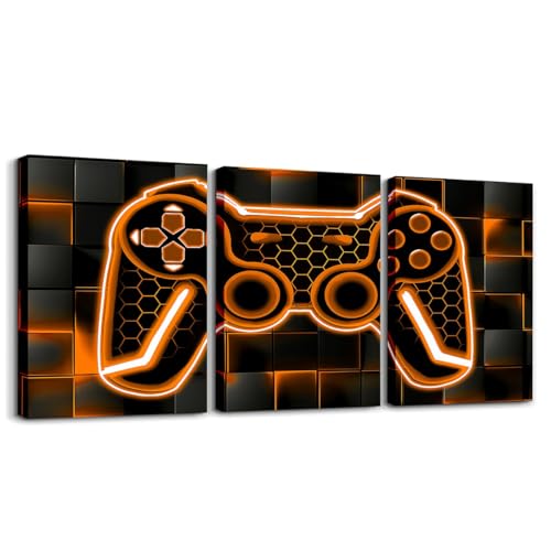 Loussiesd Gamer 3er Poster Set für Wohnzimmer Orange und Schwarz Bild Leinwandbilder Gaming Ombre Büro Wandbilder Geometrische Quadrat Deko Bilder Loussiesd Gamer 3er Poster Set für Wohnzimmer Orange und Schwarz Bild Leinwandbilder Gaming Ombre Büro Wandbilder Geometrische Quadrat Deko Bilder von Loussiesd