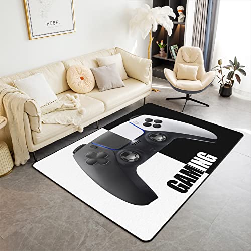 Loussiesd Gamer Dekorative Modern Teppich, Gaming Gamepad Quadratische Outdoor Teppich für Sofa Schlafzimmer Wohnzimmer, Moderne Spielkonsole Controller Schwarz und Weiß Dekorative Teppiche 150x200cm Loussiesd Gamer Dekorative Modern Teppich, Gaming Gamepad Quadratische Outdoor Teppich für Sofa Schlafzimmer Wohnzimmer, Moderne Spielkonsole Controller Schwarz und Weiß Dekorative Teppiche 150x200cm von Loussiesd