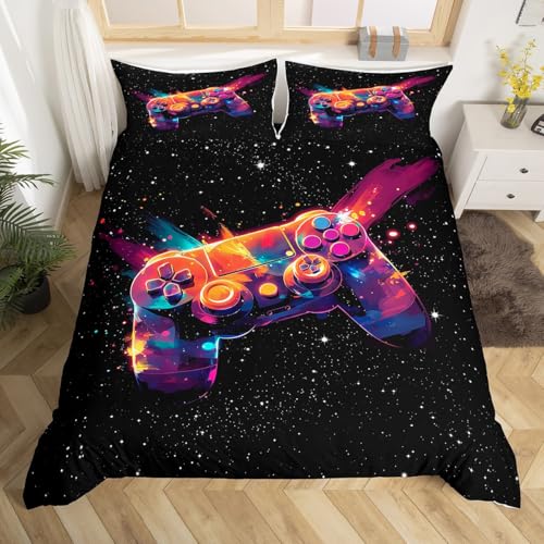 Loussiesd Gaming Bettwäsche Set 135x200cm Tie Dry Gamepad Bettbezug Set Spiel-Enthusiasten Aquarell Betten Set für Teenager Junge Zimmer Dekor Bettwäsche-Set Joystick Controller Bettwäsche Schwarz Loussiesd Gaming Bettwäsche Set 135x200cm Tie Dry Gamepad Bettbezug Set Spiel-Enthusiasten Aquarell Betten Set für Teenager Junge Zimmer Dekor Bettwäsche-Set Joystick Controller Bettwäsche Schwarz von Loussiesd