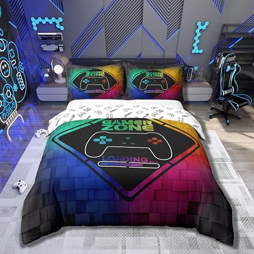 Loussiesd Gaming Gamer Bettwäsche Set 135x200cm Blau Rote Kinder Jungen Teens Bettbezug Spiele Controller Dekorative Wende Gamepad Betten 3D Drucken Mikrofaser Bettwäsche-Set mit 1 Kissenbezug Loussiesd Gaming Gamer Bettwäsche Set 135x200cm Blau Rote Kinder Jungen Teens Bettbezug Spiele Controller Dekorative Wende Gamepad Betten 3D Drucken Mikrofaser Bettwäsche-Set mit 1 Kissenbezug von Loussiesd