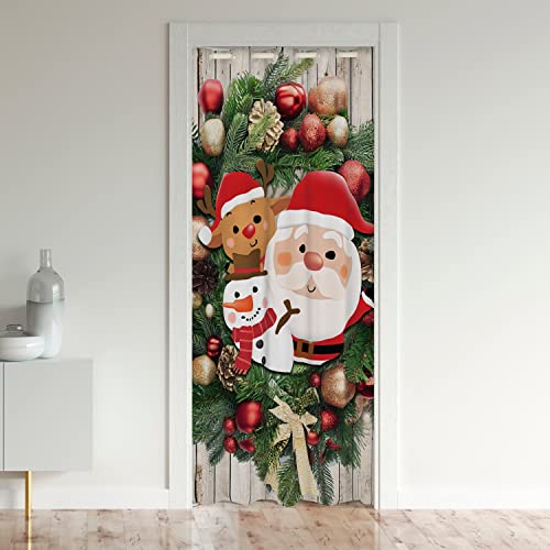 Loussiesd Gardine Santa Claus Türvorhang 86x203cm Weihnachten Zweige Ballon Drucken Vorhang für Innentür Raumteiler Weihnachten Thema New YearI ndoor Outdoor Küche Dinner Party Dekor Vorhang von Loussiesd