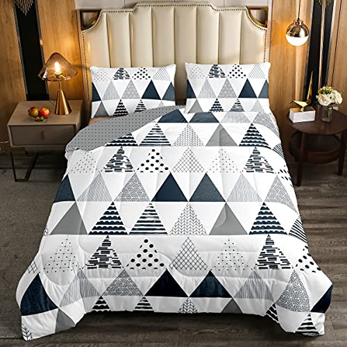 Loussiesd Geometrie Steppbett Jungen Grau Dreieck Geometrischer Drucken Bettdecke 155x220cm Erwachsene Boho Pfeil Polka Punkte Streifen Dekor Winter Sommer Bettdecke Mikrofaser Bohemien Schlafzimmer von Loussiesd