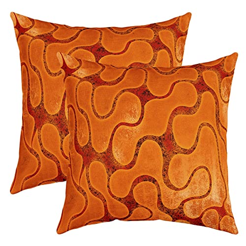 Loussiesd Geometrisch Kissenbezüge 40x40cm Orange Rot Geometrie Kissenbezug Dekor Streifenlinie Quadratisch Kissenhülle 2er Set Kissenbezüge Bett Sofa Couch Abstrakte Modern Art Dekokissen von Loussiesd