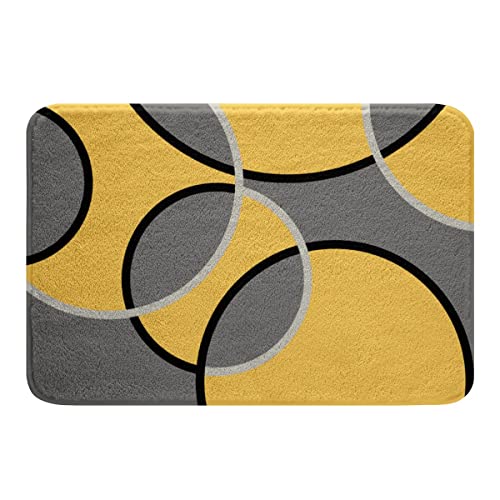 Loussiesd Geometrisch Weich Vlies Badteppiche Barclay Bögen Formen Polyester Badematte 50x80cm Jungen Modern Geometrie Dekor Badezimmerteppich Beschwingt Gelb Grau für Badezimmerboden Badvorleger von Loussiesd