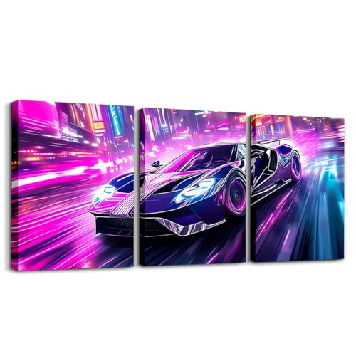 Loussiesd Geschwindigkeit Sportwagen 3er Poster Set für Wohnzimmer Rennen Auto Büro Wandbilder für Extreme Sport Auto Bad Leinwandbilder Automobil Rennauto Lila Blau Loussiesd Geschwindigkeit Sportwagen 3er Poster Set für Wohnzimmer Rennen Auto Büro Wandbilder für Extreme Sport Auto Bad Leinwandbilder Automobil Rennauto Lila Blau von Loussiesd