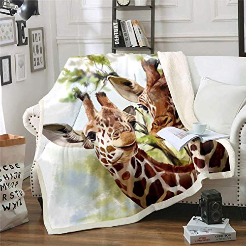 Loussiesd Giraffe Kuscheldecke Zoo Tier Thema Flanell Fleecedecke Für Jungen Teenager Kinder Safari Wildtiere Drucken Wohndecke 130x150cm Tierwelt Natur Giraffe Decke für Stuhl Bürobett Wohndecke von Loussiesd