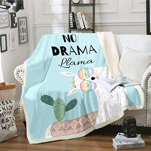 Loussiesd Girly Niedlich Llama Kuscheldecke 150x200cm für M?dchen Kinder Karikatur Lama Alpaka Wohndecke Exotischer Kaktus Flanell Fleecedecke Sch?ne Bunte Regenbogendecke von Loussiesd