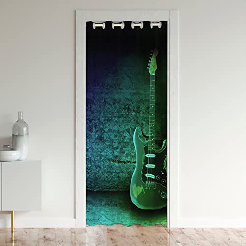 Loussiesd Gitarre Schwarzout Vorhangs Fenster Rock Musik Behandlungen Türvorhang 132x203cm Zimmer Verdunkelung Gitarre Instruments Schwarzout Vorhangs für Türen mit Fenster von Loussiesd