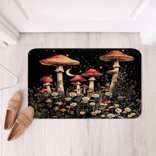 Loussiesd Gothic Nature Badematte 40x60cm Boho Butterfly Moth Blume Badematte Jungen Mädchen Pilz Rustic Garden Badteppiche Waschbar Boho Moon Sun Star Badteppiche Waschbar Room von Loussiesd