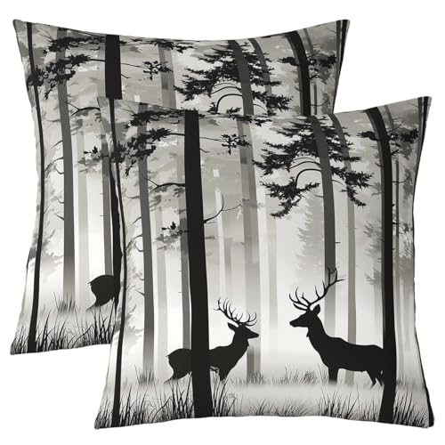 Loussiesd Hirsch 2er Set Kissenbezüge 40x40cm Geweih Kissenbezug für Kinder Jungen Mädchen Dekor Wild Tier Kissenhülle Mikrofaser Hirsch Jagd Dekokissen Schlafzimmer Schwarz Weiß Kissenhülle Loussiesd Hirsch 2er Set Kissenbezüge 40x40cm Geweih Kissenbezug für Kinder Jungen Mädchen Dekor Wild Tier Kissenhülle Mikrofaser Hirsch Jagd Dekokissen Schlafzimmer Schwarz Weiß Kissenhülle von Loussiesd