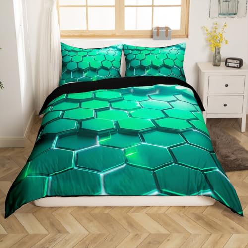 Loussiesd Honeycomb Bettwäsche Set 135x200cm Grün 3D Geometrisches Muster Betten Geometrische Wabe Bettbezug Realistic Drucken Bettwäsche-Set Sechseckige Moderne Kunst Loussiesd Honeycomb Bettwäsche Set 135x200cm Grün 3D Geometrisches Muster Betten Geometrische Wabe Bettbezug Realistic Drucken Bettwäsche-Set Sechseckige Moderne Kunst von Loussiesd