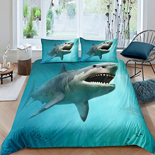Loussiesd Horror Hai Bettbezug Set Ozean Marine Thema Bettwäsche Set 155x220cm Meer Unterwasser Welt Betten Set für Kinder Teenager Dekor Kreatur Meerlife Mit 1 Kissenbezug Loussiesd Horror Hai Bettbezug Set Ozean Marine Thema Bettwäsche Set 155x220cm Meer Unterwasser Welt Betten Set für Kinder Teenager Dekor Kreatur Meerlife Mit 1 Kissenbezug von Loussiesd