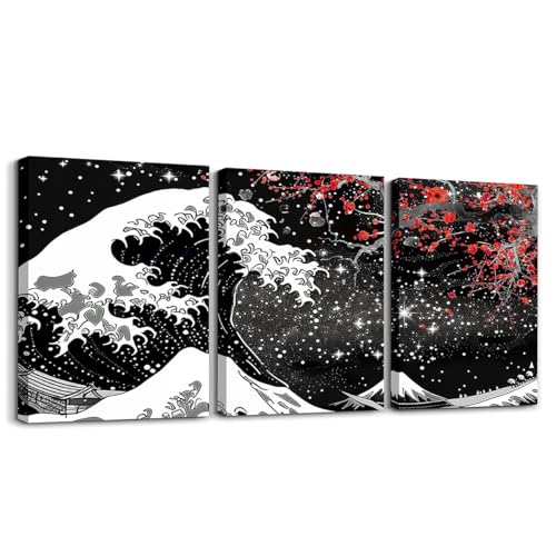 Loussiesd Japanische Welle Poster Set für Wohnzimmer Schlafzimmer Kirschblüten Leinwandbilder für Home Dekor Japanische Stil Bild Wandbilder Rote Sonne Japanische Ukiyoe Thema Deko Bilder Loussiesd Japanische Welle Poster Set für Wohnzimmer Schlafzimmer Kirschblüten Leinwandbilder für Home Dekor Japanische Stil Bild Wandbilder Rote Sonne Japanische Ukiyoe Thema Deko Bilder von Loussiesd