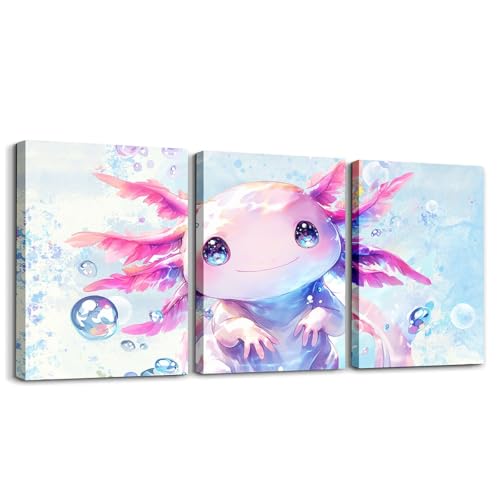 Loussiesd Jungen Mädchen Nette Axolotl 3er Poster Set für Wohnzimmer Schlafzimmer Ozean Sealife Deko Bilder Kinder Kawaii Bild Wandbilder Cartoon Salamander Leinwandbilder für Home Dekor Loussiesd Jungen Mädchen Nette Axolotl 3er Poster Set für Wohnzimmer Schlafzimmer Ozean Sealife Deko Bilder Kinder Kawaii Bild Wandbilder Cartoon Salamander Leinwandbilder für Home Dekor von Loussiesd