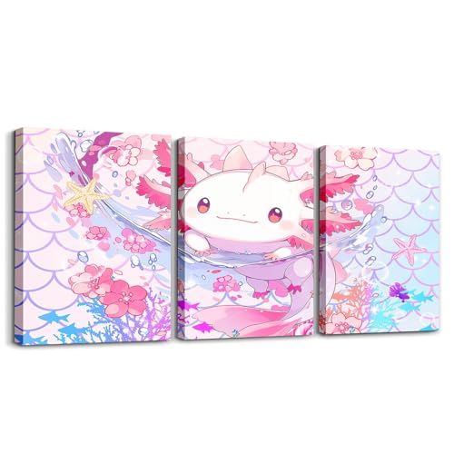 Loussiesd Jungen Mädchen Nette Axolotl Deko Bilder Ozean Sealife Bild Wandbilder Kawaii 3er Poster Set für Schlafzimmer Kinder Cartoon Salamander Teens Leinwandbilder für Home Dekor Zimmer Dekor Loussiesd Jungen Mädchen Nette Axolotl Deko Bilder Ozean Sealife Bild Wandbilder Kawaii 3er Poster Set für Schlafzimmer Kinder Cartoon Salamander Teens Leinwandbilder für Home Dekor Zimmer Dekor von Loussiesd