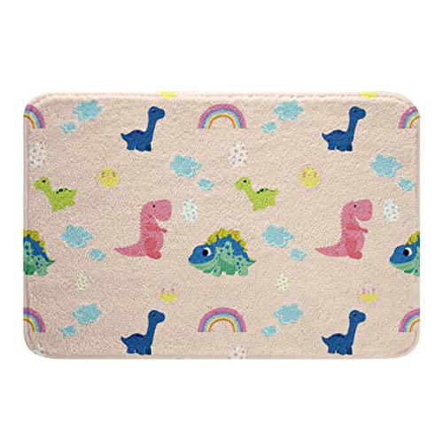 Loussiesd Karikatur Dinosaurier Badezimmer Zubehör Süßer Dino Badezimmerteppich Raumdeko Kawaii Tier Badematte 40x60cm für Badezimmer Rosa Blau Gelb Badteppiche Badvorleger Schön von Loussiesd