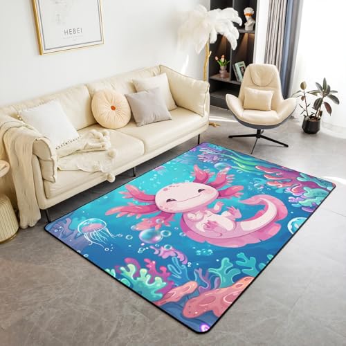 Loussiesd Kinder Cartoon Axolotl Teppich 100x150cm Netter Salamander Ozean Wohnzimmerteppich Kinder Jungen Mädchen Meeresleben Meer Kawaii Modern Teppich Frauen Männer Küchenteppich Loussiesd Kinder Cartoon Axolotl Teppich 100x150cm Netter Salamander Ozean Wohnzimmerteppich Kinder Jungen Mädchen Meeresleben Meer Kawaii Modern Teppich Frauen Männer Küchenteppich von Loussiesd
