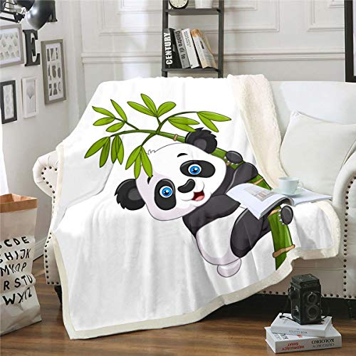 Loussiesd Kinder Decke Cartoon Panda Kuscheldecke für Jungen M?dchen Kinder Niedliches Tiermuster Wohndecke Atmungsaktiver Pandab?r Gedruckte Flanell Fleecedecke Raumdekor Decke 150x200cm von Loussiesd