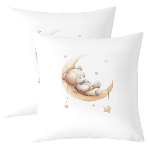 Loussiesd Kinder Kissenbezüge 45x45cm Teddybär Kissenbezug Cartoon Bär Tierdruck Kissenhülle Nettes Tier Dekokissen Teddybär auf dem Mond Kissenbezug Jungen Mädchen Dekor 2er Set Kissenbezüge Weiß Loussiesd Kinder Kissenbezüge 45x45cm Teddybär Kissenbezug Cartoon Bär Tierdruck Kissenhülle Nettes Tier Dekokissen Teddybär auf dem Mond Kissenbezug Jungen Mädchen Dekor 2er Set Kissenbezüge Weiß von Loussiesd