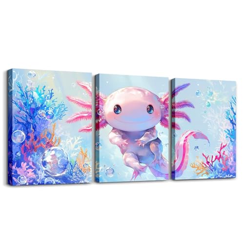 Loussiesd Kinder Nettes Axolotl Bild Wandbilder Ozean 3er Poster Set für Wohnzimmer Schlafzimmer Cartoon Salamander Deko Bilder Jungen Mädchen Kawaii Sealife Badezimmer Leinwandbilder Home Dekor Loussiesd Kinder Nettes Axolotl Bild Wandbilder Ozean 3er Poster Set für Wohnzimmer Schlafzimmer Cartoon Salamander Deko Bilder Jungen Mädchen Kawaii Sealife Badezimmer Leinwandbilder Home Dekor von Loussiesd