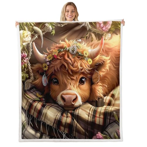 Loussiesd Kinder Niedlich Hochlandkuh Decke 75x100cm Jungen Mädchen Cartoon Bauernhof Tier Couchdecke Hochlandrinder Kuscheldecke Western Retro Cowboy Stil Decke Loussiesd Kinder Niedlich Hochlandkuh Decke 75x100cm Jungen Mädchen Cartoon Bauernhof Tier Couchdecke Hochlandrinder Kuscheldecke Western Retro Cowboy Stil Decke von Loussiesd