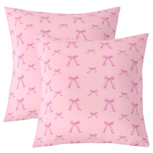 Loussiesd Kinder Rosa Bogen 2er Set Kissenbezüge 45x45cm Nette Bowknot Weich Kissenhülle Mädchen Schlafzimmer Zimmer Dekor, Traumhafte Prinzessin Stil Kissenbezug Kawaii Fliege Sofakissen Couchkissen Loussiesd Kinder Rosa Bogen 2er Set Kissenbezüge 45x45cm Nette Bowknot Weich Kissenhülle Mädchen Schlafzimmer Zimmer Dekor, Traumhafte Prinzessin Stil Kissenbezug Kawaii Fliege Sofakissen Couchkissen von Loussiesd