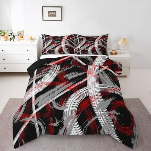 Loussiesd Kinder Rot Schwarz Bettdecke 155x220cm, Geometrischer Kreis Steppbett Jungen Mädchen Modern Art Steppbett Swirls SteppdeckeKinderĎMicrofiberSteppbett Weich Loussiesd Kinder Rot Schwarz Bettdecke 155x220cm, Geometrischer Kreis Steppbett Jungen Mädchen Modern Art Steppbett Swirls SteppdeckeKinderĎMicrofiberSteppbett Weich von Loussiesd