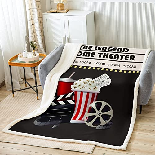 Loussiesd Kino Ticket Sherpa Decke Kino Thema Fleece Wurf Decke Filmstreifen Gedruckt Home Dekorative Wohndecke für Bett Sofa Dekor Kuscheldecke Warme Flanell Fleecedecke 150x200cm, Mehrfarbig 89 von Loussiesd