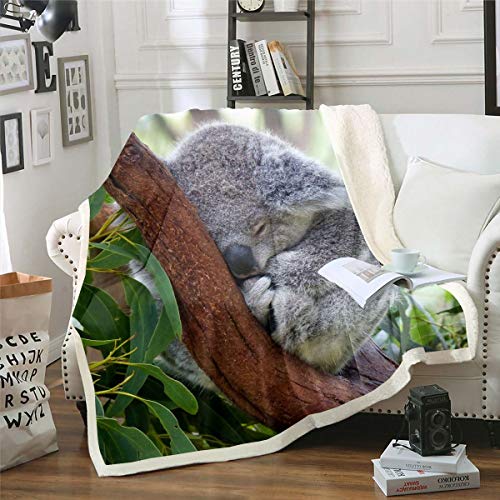 Loussiesd Koala Kuscheldecke Niedliches Tier Muster Wohndecke für Jungen M?dchen Karikatur Koala Gedrucktes Decke 220x240cm ?ste Dekor Weich Flanell Fleecedecke… von Loussiesd
