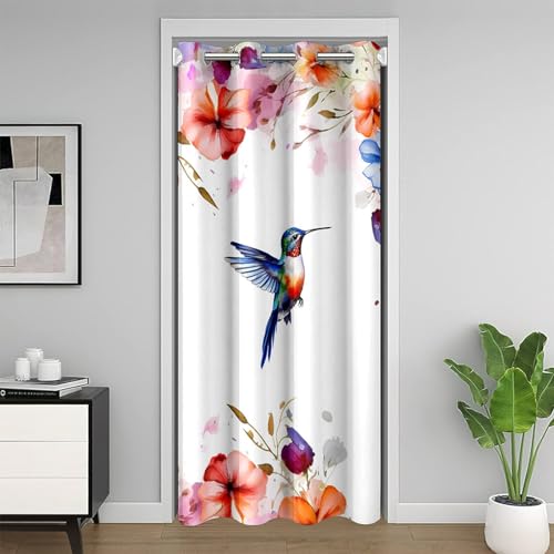 Loussiesd Kolibri Türvorhang 106x203cm Sping Floral Schmetterling Schrank Türvorhang für Schlafzimmer 30%-50% Schwarzout Raumverdunkelung Thermisch isoliert Vorhang Vorhänge für Türen Fenster von Loussiesd