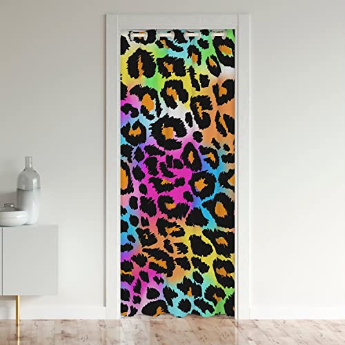 Loussiesd Leopard Datenschutz Wärme Blockieren Schwarzout Türvorhang 106x203cm Geparden Bunt Türvorhang für Tür Privatsphäre Tier Drucken Zimmer Verdunkelung Vorhänge Gardinen für Türen Fenster von Loussiesd