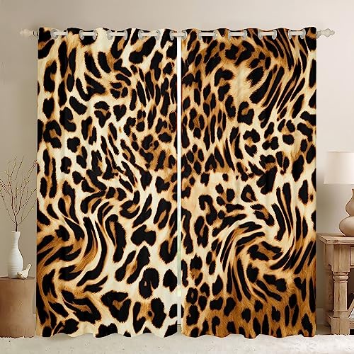 Loussiesd Leopard Drucken Blickdichte Vorhänge Geparden Drucken Vorhänge für Kinder Erwachsene Luxus Fenstervorhang 260x140cm Tier Drucken Vorhänge Safari Zimmer Dekor für Schlafzimmer Wohnzimmer von Loussiesd