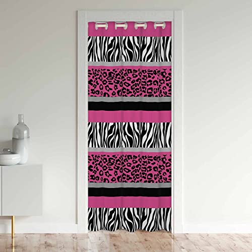 Loussiesd Leopard Zebra Türvorhang 150x203cm für Tür Privatsphäre Geparden Tier Schrank Vorhang für Innentür Raumteiler für Wohnzimmer Rosa Zimmer Verdunkelung Schwarzout Isoliert Thermisch Vorhang von Loussiesd