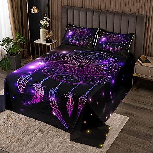 Loussiesd Lila Traumfänger Tagesdecke 220x240cm Wohndecke Mädchen Frau Böhmen Feder Bettüberwurf Stammes Exotisch Mandala Traumfänger Steppdecke mit 2 Kissenbezug Loussiesd Lila Traumfänger Tagesdecke 220x240cm Wohndecke Mädchen Frau Böhmen Feder Bettüberwurf Stammes Exotisch Mandala Traumfänger Steppdecke mit 2 Kissenbezug von Loussiesd