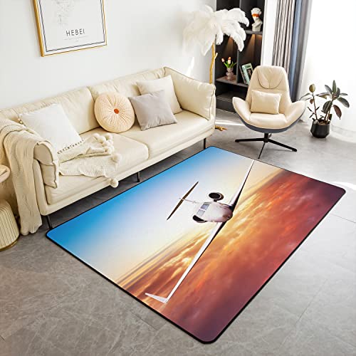 Loussiesd Luftfahrzeuge Weich Teppich 150x200cm Flugzeug Teppich Innenbereich Bodenmatte für Küche und Balkon Wohnzimmer Modern Teppich Küchen Teppich Home Wetterfest Dekor Wohnzimmer Teppich von Loussiesd